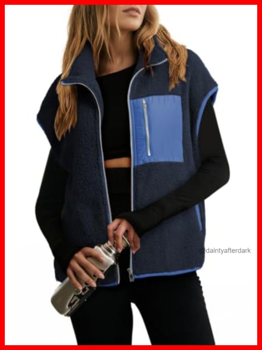 Sherpa Fleece Zip Up Vest Oversized Casual Layer Women's